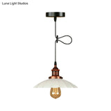 Scalloped Pendant Lighting 1-Bulb Hanging Light Fixture - Loft Style Rust/Chrome Finish Ideal For
