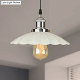 Scalloped Pendant Lighting 1-Bulb Hanging Light Fixture - Loft Style Rust/Chrome Finish Ideal For