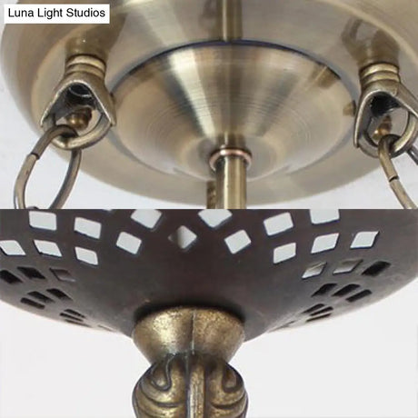 Scalloped Shade Semi Flush Stained Glass Ceiling Light Retro Style 12’/16’/20.5’ W