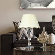 Scalloped White Night Lamp With Crystal Ball Accent - Traditional Bedroom Table Light