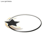 Scandinavian Black Flush Ceiling Light With Led Star And Moon Acrylic Features