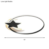 Scandinavian Black Flush Ceiling Light With Led Star And Moon Acrylic Features