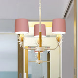 Scandinavian Deer Horn Chandelier - Stylish Metal Wood Hanging Light For Living Room 3 / Pink