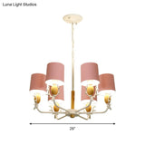 Scandinavian Deer Horn Chandelier - Stylish Metal Wood Hanging Light For Living Room