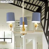 Scandinavian Deer Horn Chandelier - Stylish Metal Wood Hanging Light For Living Room
