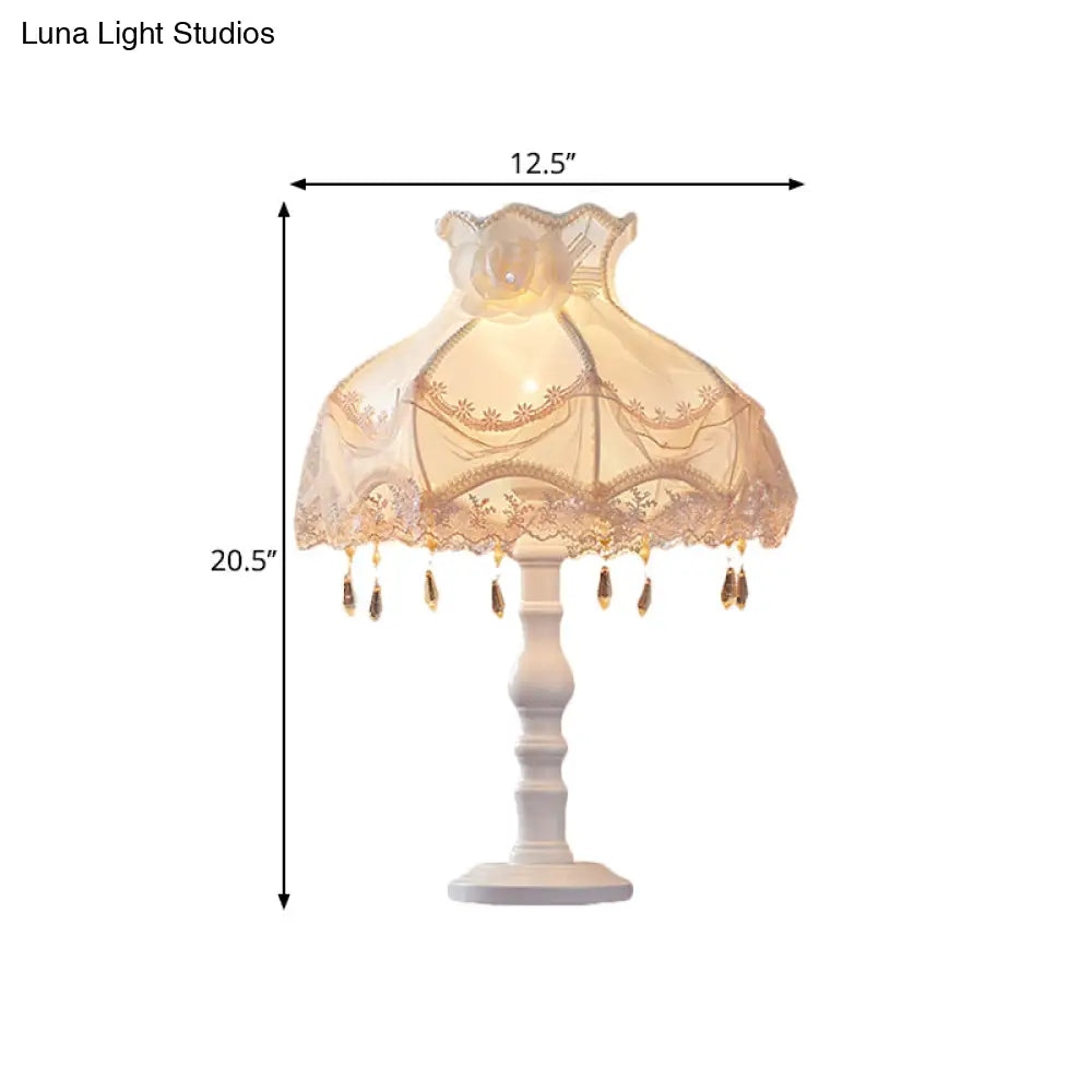 Scandinavian Fabric Panel Dome Table Light - Crystal Spears Décor White