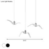 Seagull Multi-Light Pendant With Metal Finish 3 Lights For Bedroom Ceiling In White/Black