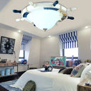 Seaside Metal Flush Ceiling Light: Steering Wheel Design White Finish