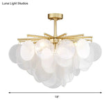 Seeded Crystal Ceiling Lamp In Gold - Tapered Semi Flush Light Fixture For Living Room