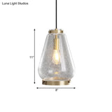 Seeded Glass Pendant Light With Brass Rim - Perfect For Bedrooms