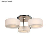 Semi Flush Ceiling Light Fixture - Stunning Drum Acrylic Shade 1/2/3 Lights Modern Silver Design