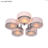 Semi Flush Ceiling Light Fixture - Stunning Drum Acrylic Shade 1/2/3 Lights Modern Silver Design