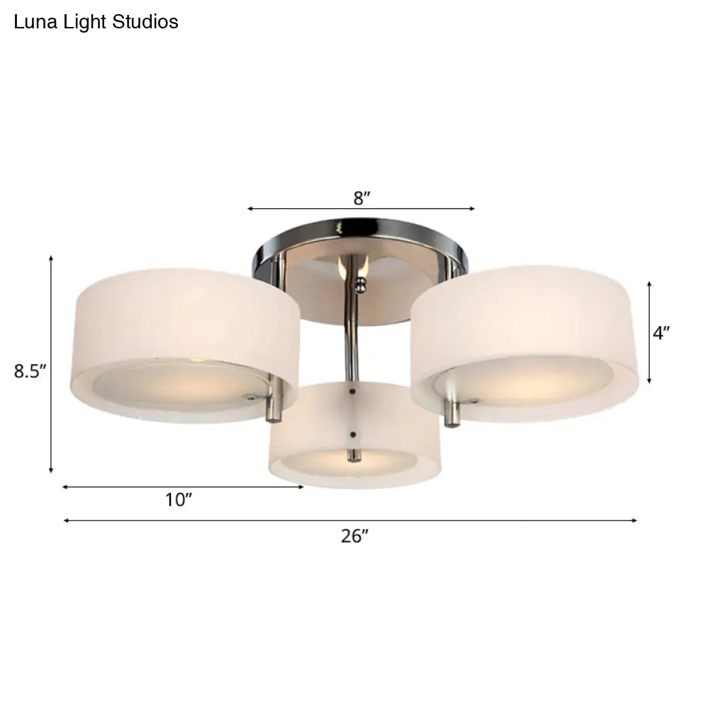 Semi Flush Ceiling Light Fixture - Stunning Drum Acrylic Shade 1/2/3 Lights Modern Silver Design