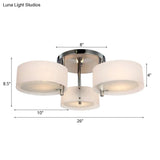 Semi Flush Ceiling Light Fixture - Stunning Drum Acrylic Shade 1/2/3 Lights Modern Silver Design