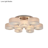 Semi Flush Ceiling Light Fixture - Stunning Drum Acrylic Shade 1/2/3 Lights Modern Silver Design