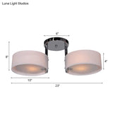 Semi Flush Ceiling Light Fixture - Stunning Drum Acrylic Shade 1/2/3 Lights Modern Silver Design