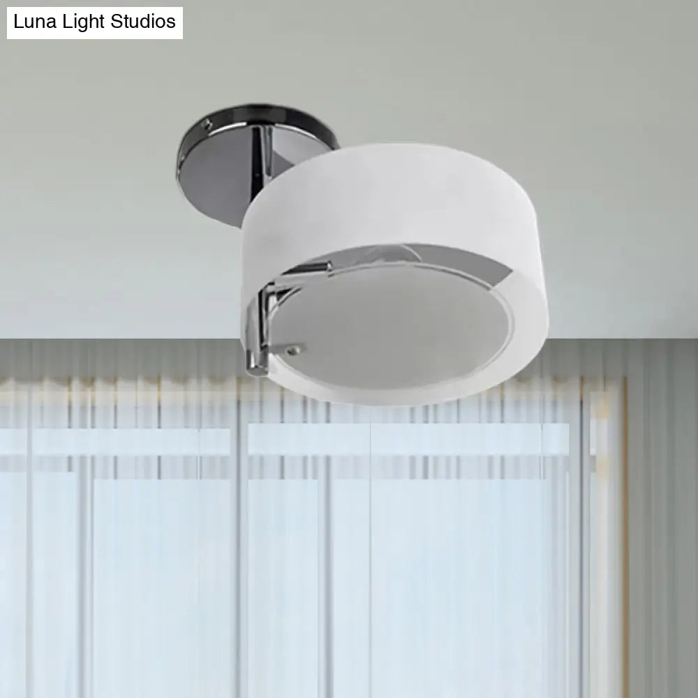 Semi Flush Ceiling Light Fixture - Stunning Drum Acrylic Shade 1/2/3 Lights Modern Silver Design