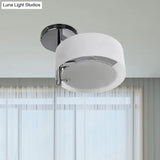 Semi Flush Ceiling Light Fixture - Stunning Drum Acrylic Shade 1/2/3 Lights Modern Silver Design