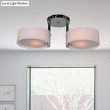 Semi Flush Ceiling Light Fixture - Stunning Drum Acrylic Shade 1/2/3 Lights Modern Silver Design