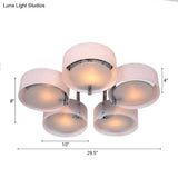 Semi Flush Ceiling Light Fixture - Stunning Drum Acrylic Shade 1/2/3 Lights Modern Silver Design