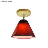 Semi Flush Country Style Wood Angle Adjustable Ceiling Light Fixture