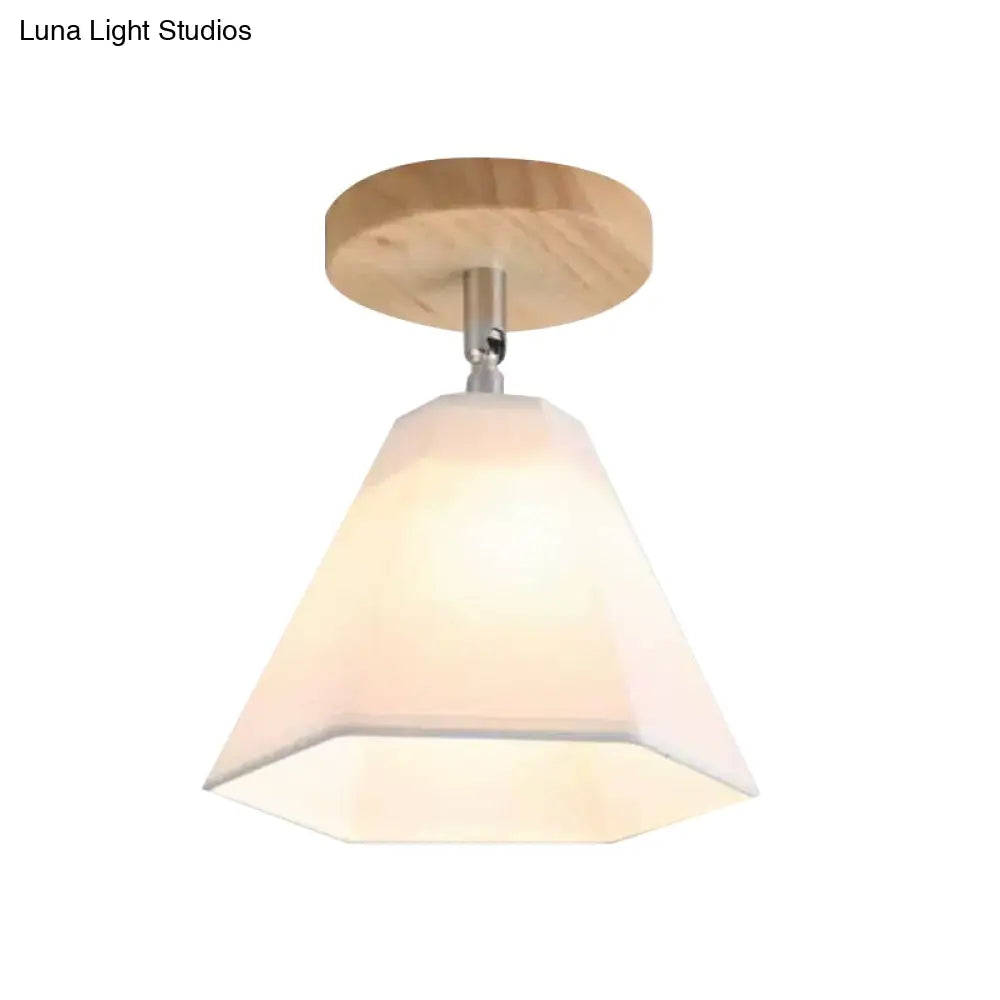 Semi Flush Country Style Wood Angle Adjustable Ceiling Light Fixture