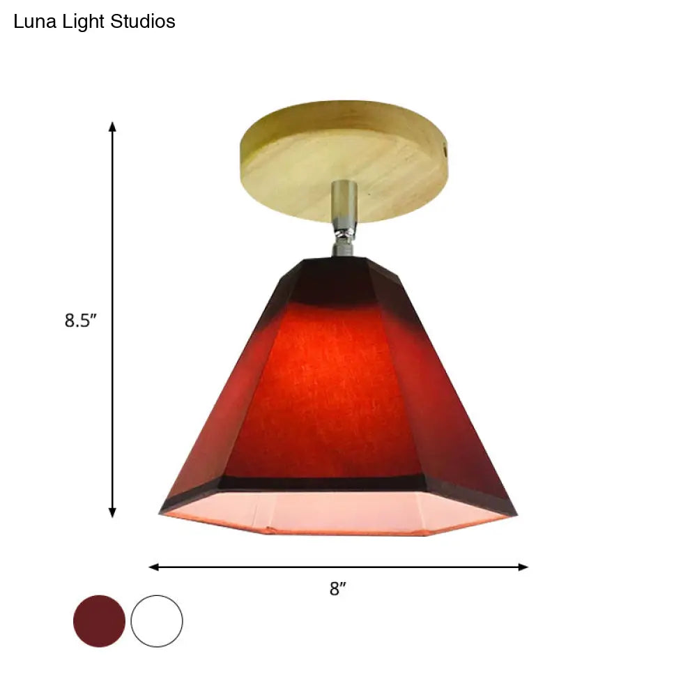 Semi Flush Country Style Wood Angle Adjustable Ceiling Light Fixture