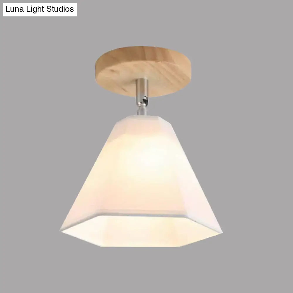 Semi Flush Country Style Wood Angle Adjustable Ceiling Light Fixture