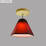 Semi Flush Country Style Wood Angle Adjustable Ceiling Light Fixture