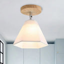 Semi Flush Country Style Wood Angle Adjustable Ceiling Light Fixture White