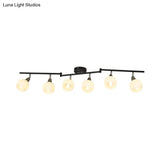 Semi Flush Industrial Black/White Iron Chandelier - Adjustable Linear Design With Dome Glass Shades