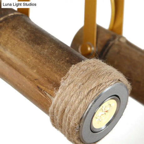 Semi Flush Lodge Light: Stylish Wood Metal And Bamboo Adjustable Ceiling Fixture For Restaurants -