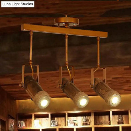 Semi Flush Lodge Light: Stylish Wood Metal And Bamboo Adjustable Ceiling Fixture For Restaurants -