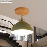 Semi Flush Mount Ceiling Light: 1 Head Rotatable Metal Macaron Dome Shade Indoor Pink/Yellow Design