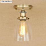 Semi Flush Mount Clear Glass Cone Industrial Ceiling Light Fixture With One Bulb In