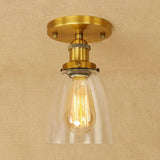 Semi Flush Mount Clear Glass Cone Industrial Ceiling Light Fixture With One Bulb In