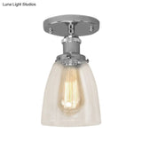 Semi Flush Mount Clear Glass Cone Industrial Ceiling Light Fixture With One Bulb In
