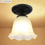 Semi Flush Mount Clear Glass Cone Industrial Ceiling Light Fixture With One Bulb In