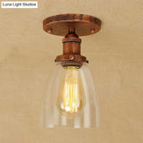 Semi Flush Mount Clear Glass Cone Industrial Ceiling Light Fixture With One Bulb In