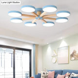 Semi-Flush Mount Snowflake Ceiling Light With 8 Modern Macaron Lights For Living Room