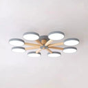 Semi-Flush Mount Snowflake Ceiling Light With 8 Modern Macaron Lights For Living Room Grey / Warm