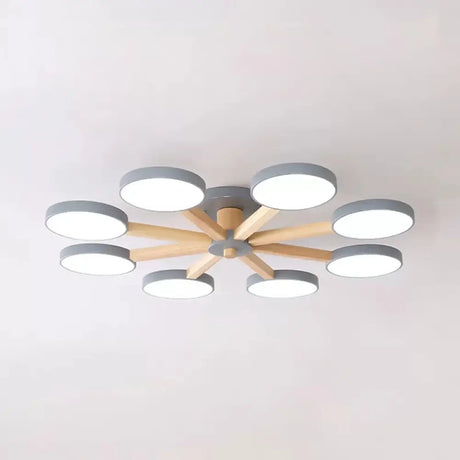 Semi-Flush Mount Snowflake Ceiling Light With 8 Modern Macaron Lights For Living Room Grey / Warm
