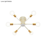 Semi Flush Mount Vintage Ceiling Light Fixture 6/8 Heads Black/White Metallic For Kitchen
