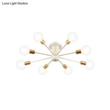 Semi Flush Mount Vintage Ceiling Light Fixture 6/8 Heads Black/White Metallic For Kitchen