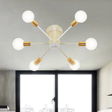 Semi Flush Mount Vintage Ceiling Light Fixture 6/8 Heads Black/White Metallic For Kitchen 6 / White