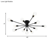 Semi Flush Mount Vintage Ceiling Light Fixture 6/8 Heads Black/White Metallic For Kitchen