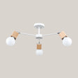 Semi-Flush Open Bulb Ceiling Light With Square Loft Style Design - 3/5 Heads Wood Metallic Mount