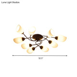 Semi Flush Oval Ceiling Mount Lighting With 4/6/9 Traditional White Glass Lights - Perfect For