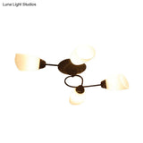 Semi Flush Oval Ceiling Mount Lighting With 4/6/9 Traditional White Glass Lights - Perfect For