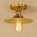 Semi Flush Wide Flared Ceiling Light - Rust/Chrome/Black Iron Finish 1 Warehouse Style Bronze